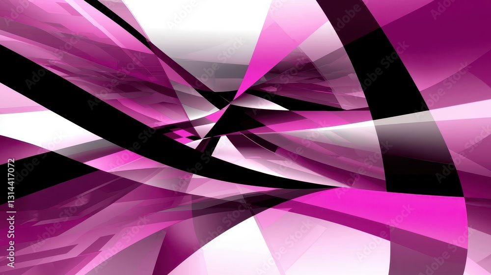 Poster abstract pink and black twisted lines design with light reflection