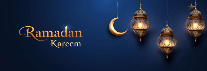 Ramadan Kareem: Festive Lanterns & Crescent Moon. (2)