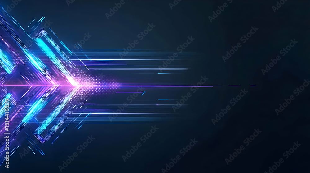 Aufkleber abstract futuristic digital data stream with pink and blue glowing light lines motion blur on dark b