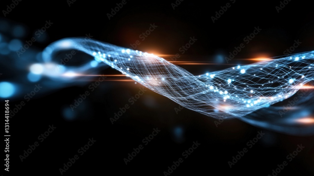 Aufkleber dynamic light waves digital realm abstract art dark background close-up concept of energy flow