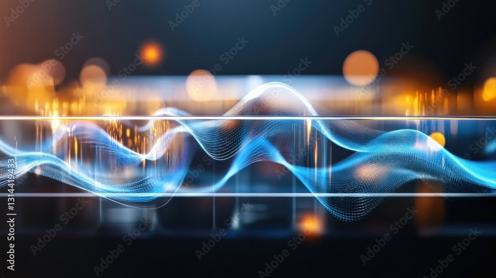 Poster Dynamic visual representation of sound waves digital space graphic design virtual environment abstract perspective innovation