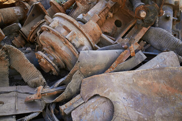 Rusty mechanical debris closeup, scrap metal