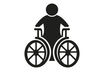 Wheelchair User Silhouette Vector Illustration on White Background