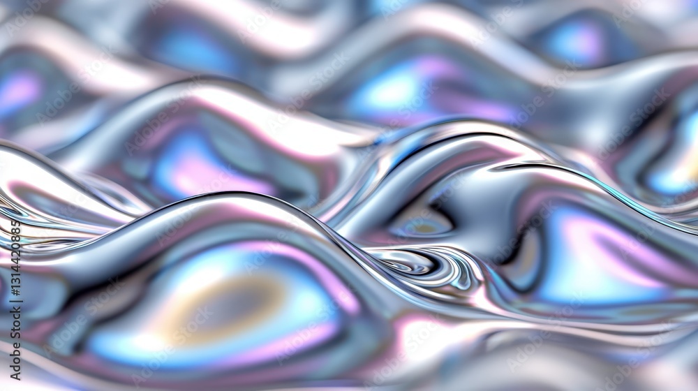 Poster Iridescent Wave Patterns with Glossy Fluid Surface Reflection