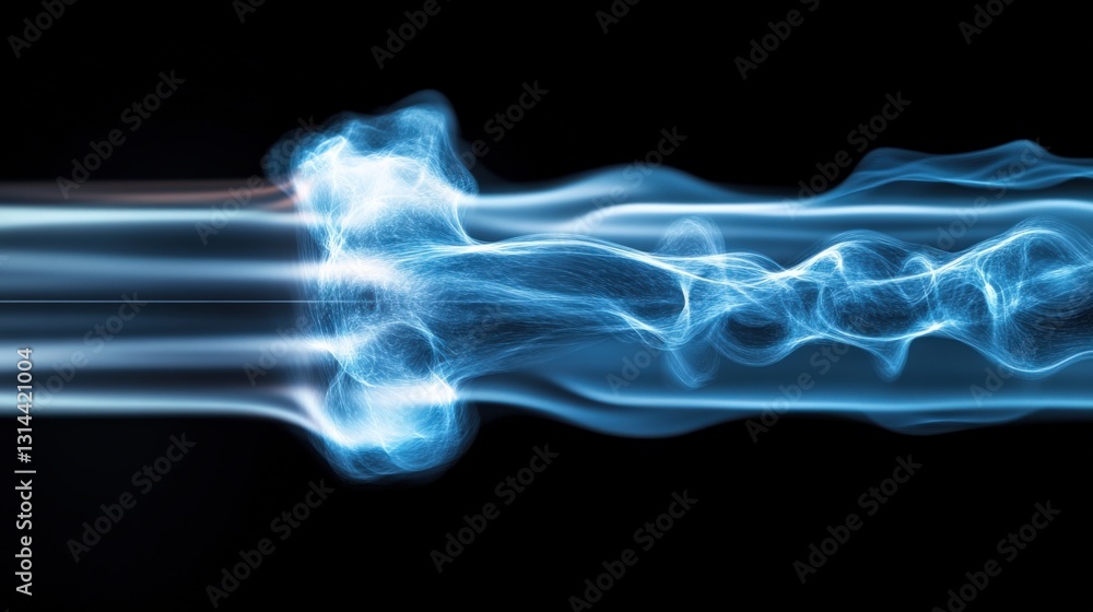 Poster dynamic energy flow visualization abstract space digital art dark background futuristic view concept