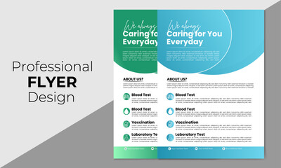 medical promotional poster design business flyer with green and blue gradient color vector template 