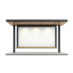 Modern bus stop shelter with blank advertisement space
