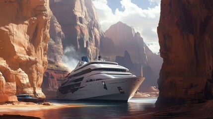 Cruise Ship in Canyon Gorge