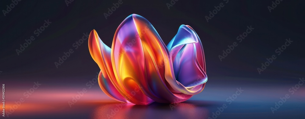 Poster organic sculpture with smooth curves and flowing forms resembling the shape of an abstract tulip on 