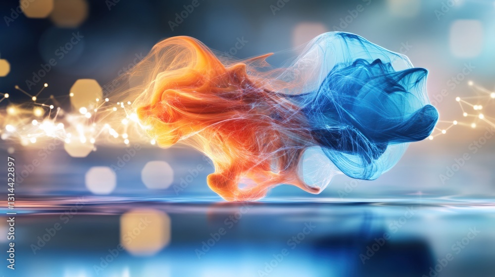 Poster dynamic color flowing abstract art digital space visual design creative environment close-up viewpoi