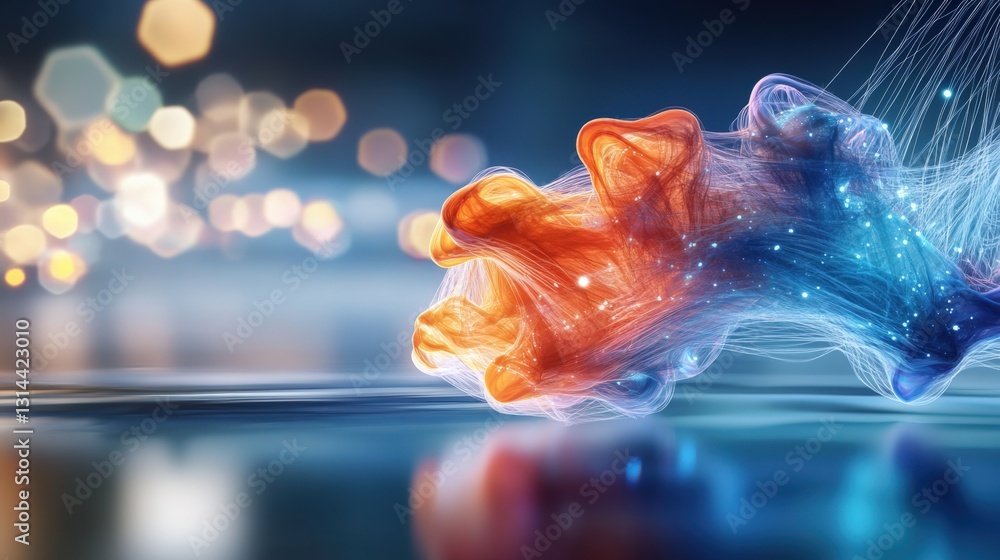 Poster dynamic color flow abstract art digital creation virtual environment close-up view visual concept fo