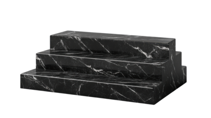black marble step display stand with sleek isolated on transparent background