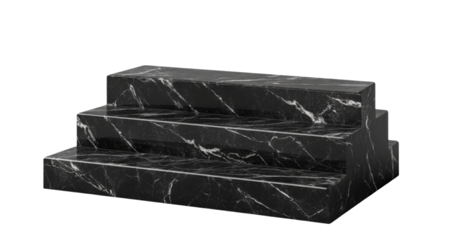 black marble step display stand with sleek isolated on transparent background