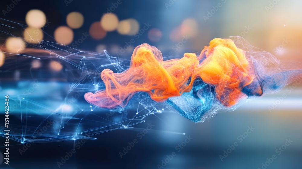 Poster dynamic fluid motion art digital space abstract design vibrant environment close-up view concept of 