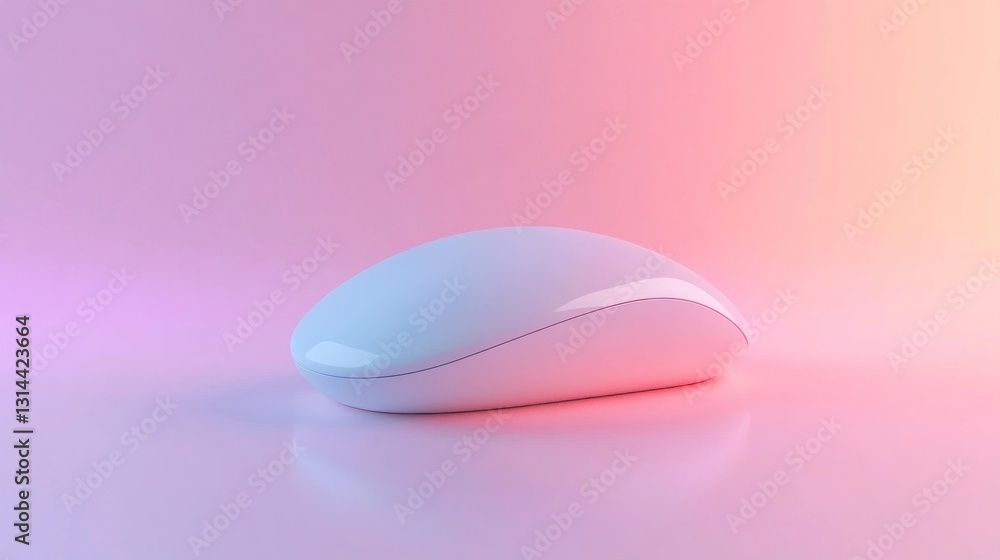 Poster modern wireless computer mouse on a pastel background