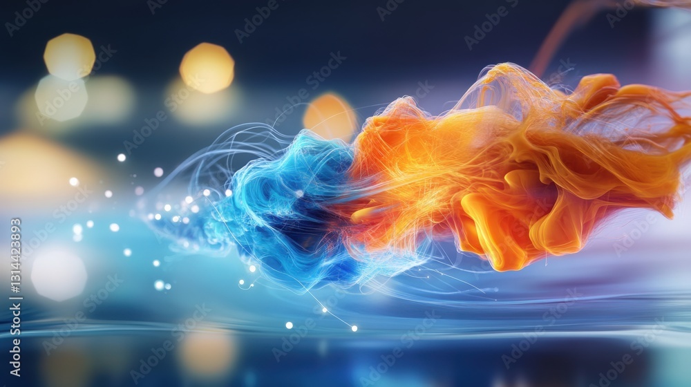 Poster dynamic color fusion abstract art digital canvas vivid colors modern aesthetic close-up visual harmo