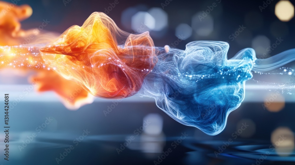 Poster dynamic color fusion in abstract art studio environment digital artwork vibrant and fluid motion con