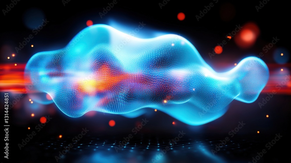Poster dynamic digital wave formation abstract art visualization dark background close-up view futuristic c