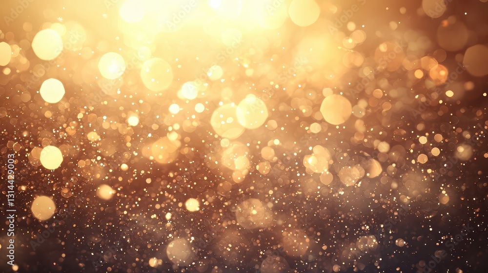 Poster golden bokeh background with soft light and sparkling effects