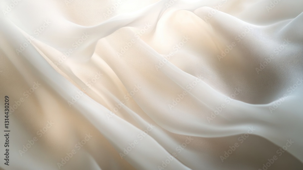 Poster soft and flowing white fabric texture with elegant drapery for creative and design projects