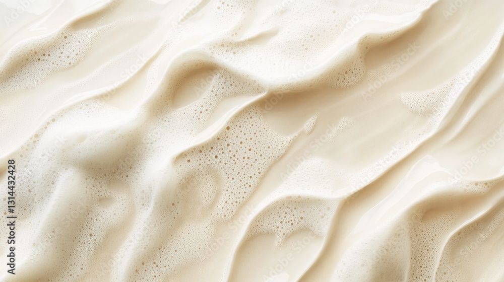 Poster smooth creamy texture with gentle waves and bubbles capturing softness in light beige tones for arti