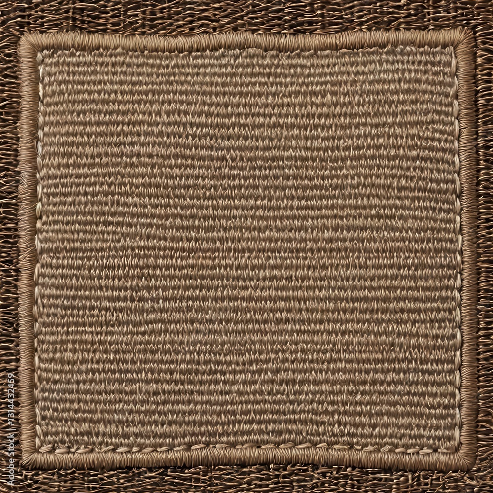Aufkleber close up of a square piece of brown woven fabric with visible texture and fibers