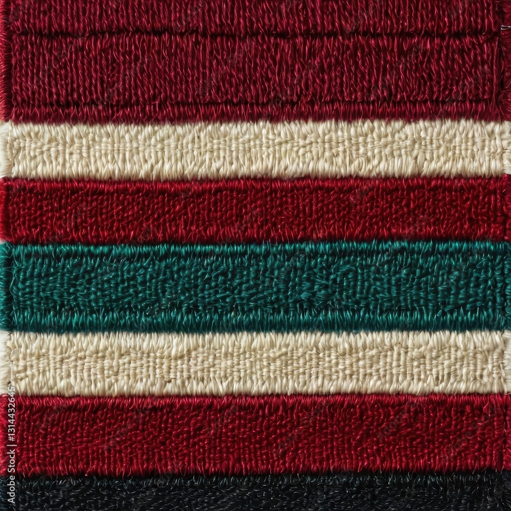 Poster close up of red green and white striped fabric texture detailed pattern and colorful textile design 