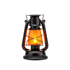 Vintage black lantern with warm orange glow