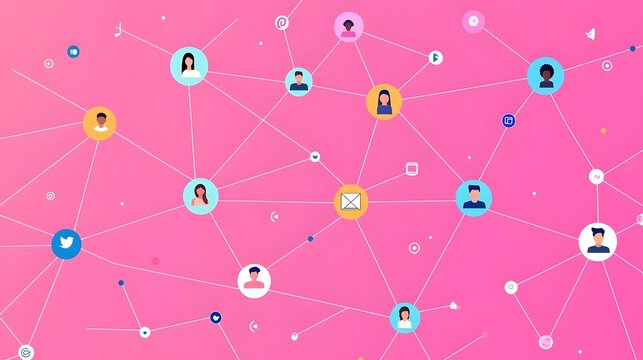 Minimalist of a Digital Social Network with Connected Dots and Lines