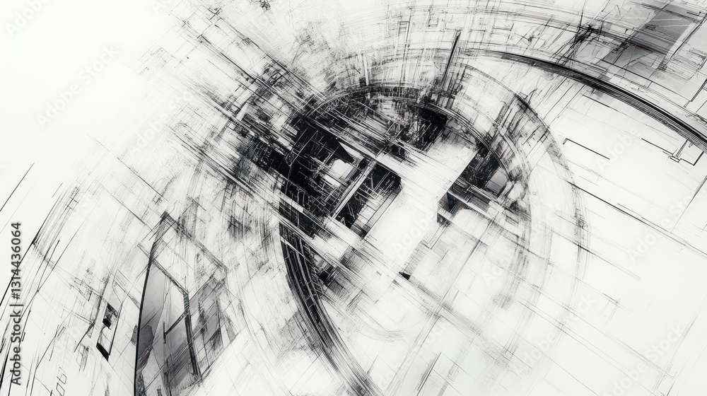 Aufkleber abstract architectural design, intricate network of lines and shapes