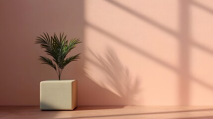 Fototapeta premium Modern indoor plant scene minimalist room photography natural light aesthetic shadows