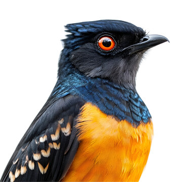 Vibrant Orangebreasted Trogon Bird, Striking Blue, Black Feathers
