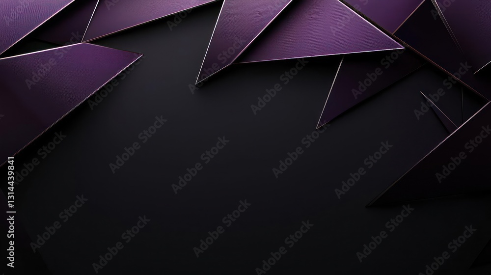 Aufkleber abstract geometric triangular pattern in purple and gold on dark background