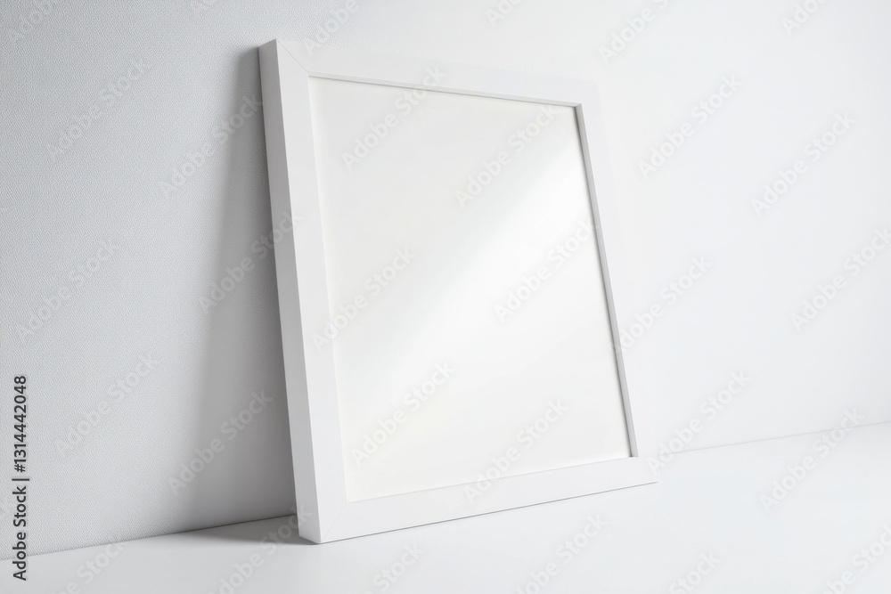 Poster clean and minimalist magazine mockup with pure white frame and soft shadow gradient for professional