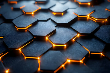 Abstract hexagonal pattern with glowing lines