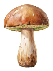 Realistic watercolor mushroom, detailed illustration, natural colors, botanical art, food illustration, culinary use.