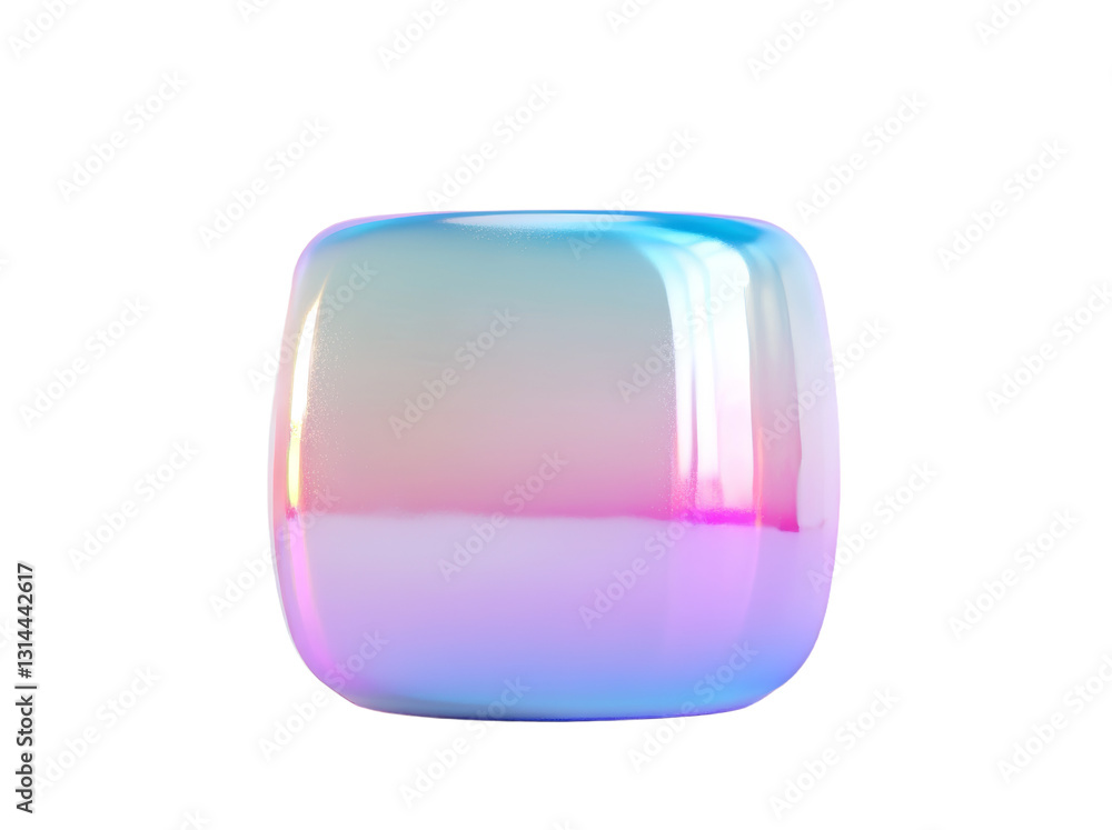 Poster iridescent 3d bell icon in gradient colors, ideal for digital designs requiring notification and ale