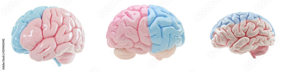 Poster a png icon of a 3d brain in gradient colors with an iridescent sheen is well-suited for representing