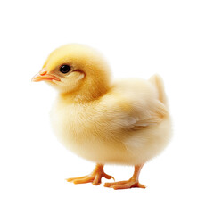 Fototapeta premium Cute fluffy yellow chick standing against a transparent background