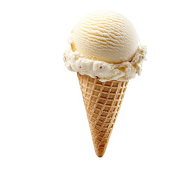 Classic vanilla ice cream in a waffle cone