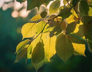 木々と木漏れ日、光が透ける葉. generated by AI