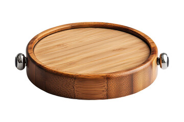 Elegant bamboo serving tray with chrome handles