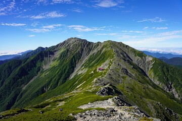 南アルプス　北岳から望む中白根岳と間ノ岳
