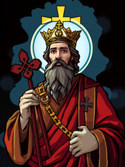 Saint Andrew Apostle of Christ Colored Illustration. .