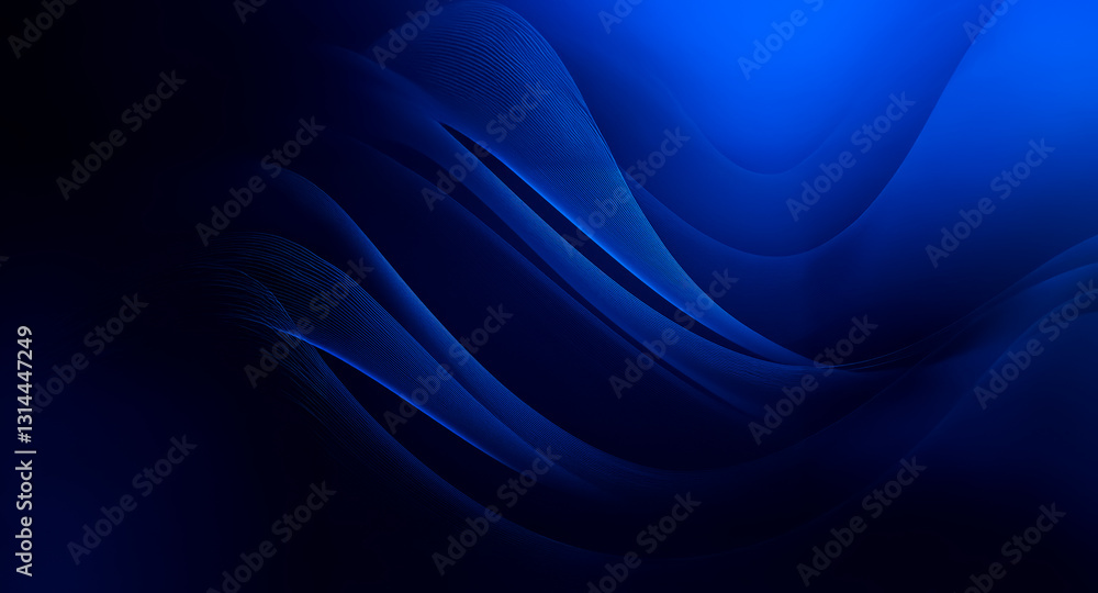 Poster an abstract image shows smooth, flowing curves in shades of blue, creating a gradient effect from da