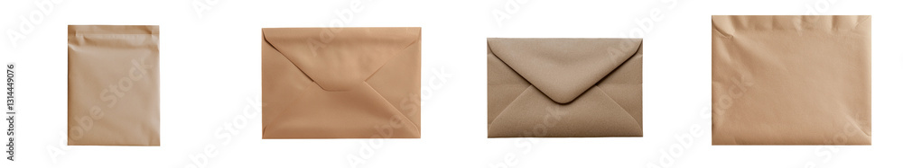 Poster This closed envelope, constructed from brown paper, boasts a simple design and is well-suited for sending letters and documents, isolated on a transparent background in png format
