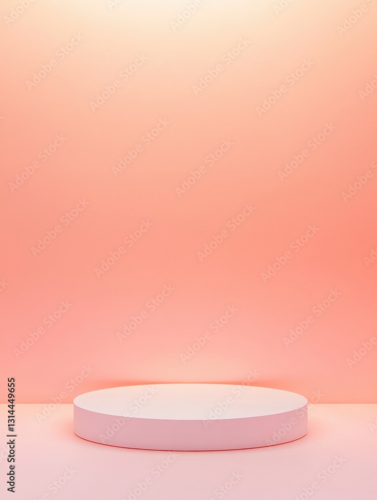 Poster elegant product display stand with a peach background for showcasing items in a sophisticated way