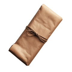 Obraz premium Rustic wrapped gift with twine on a transparent background