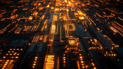 Glowing Circuit Board, Technology, Abstract Background (1)
