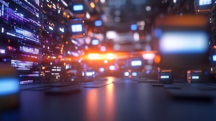 Glowing Data Cubes in Futuristic Digital Space